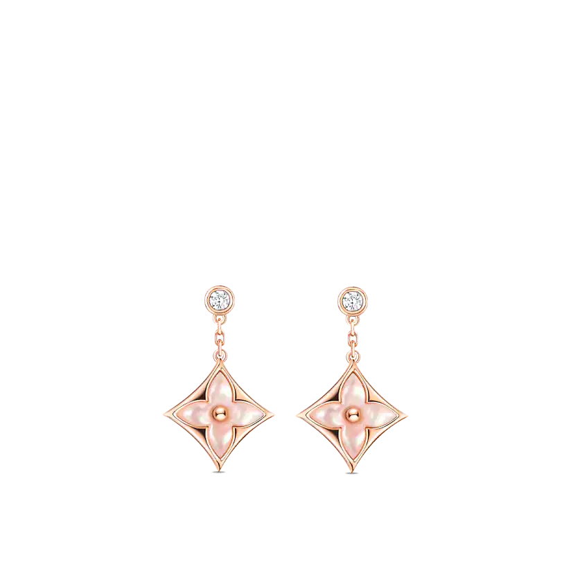 [Sparkle]ダブルスター ローズゴールド マザーオブパール ドロップピアス