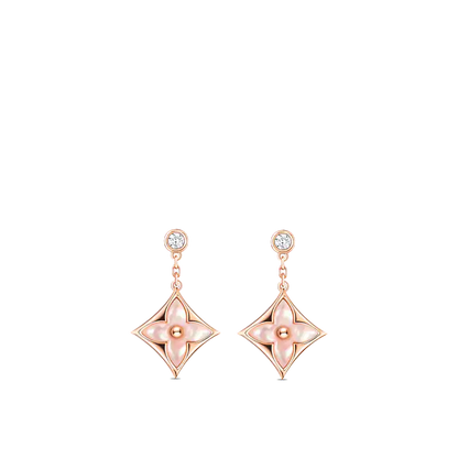 [Sparkle]ダブルスター ローズゴールド マザーオブパール ドロップピアス