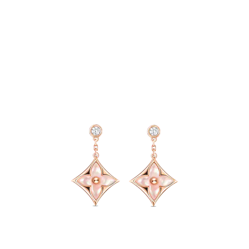 [Sparkle]ダブルスター ローズゴールド マザーオブパール ドロップピアス