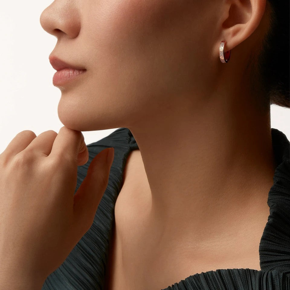 [sparkle Jewelery]LOVE 3.3MM DANGLE HALF DIAMOND EARRINGS
