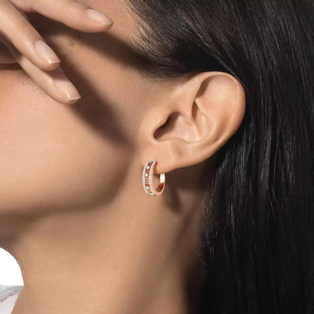 [Sparkle]MOVE PAVÉ DIAMOND HOOP OHRRINGE