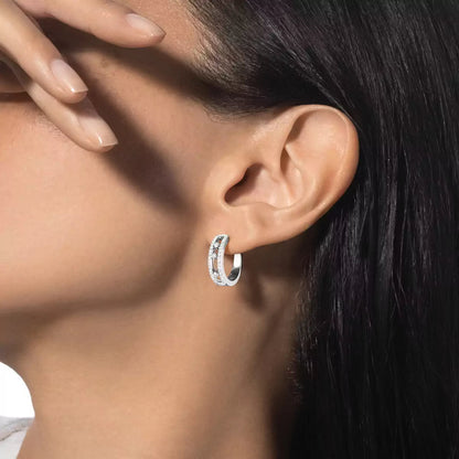 [Sparkle]MOVE PAVÉ DIAMOND HOOP OHRRINGE