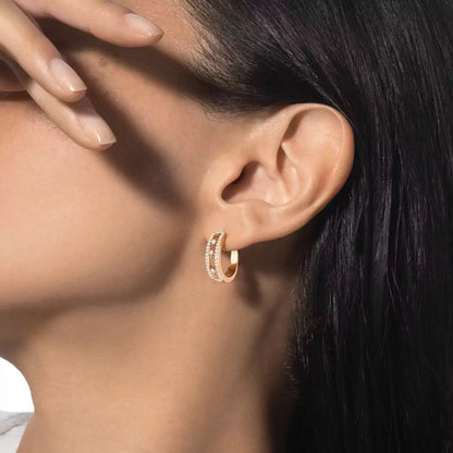 [Sparkle]MOVE PAVÉ DIAMOND HOOP OHRRINGE