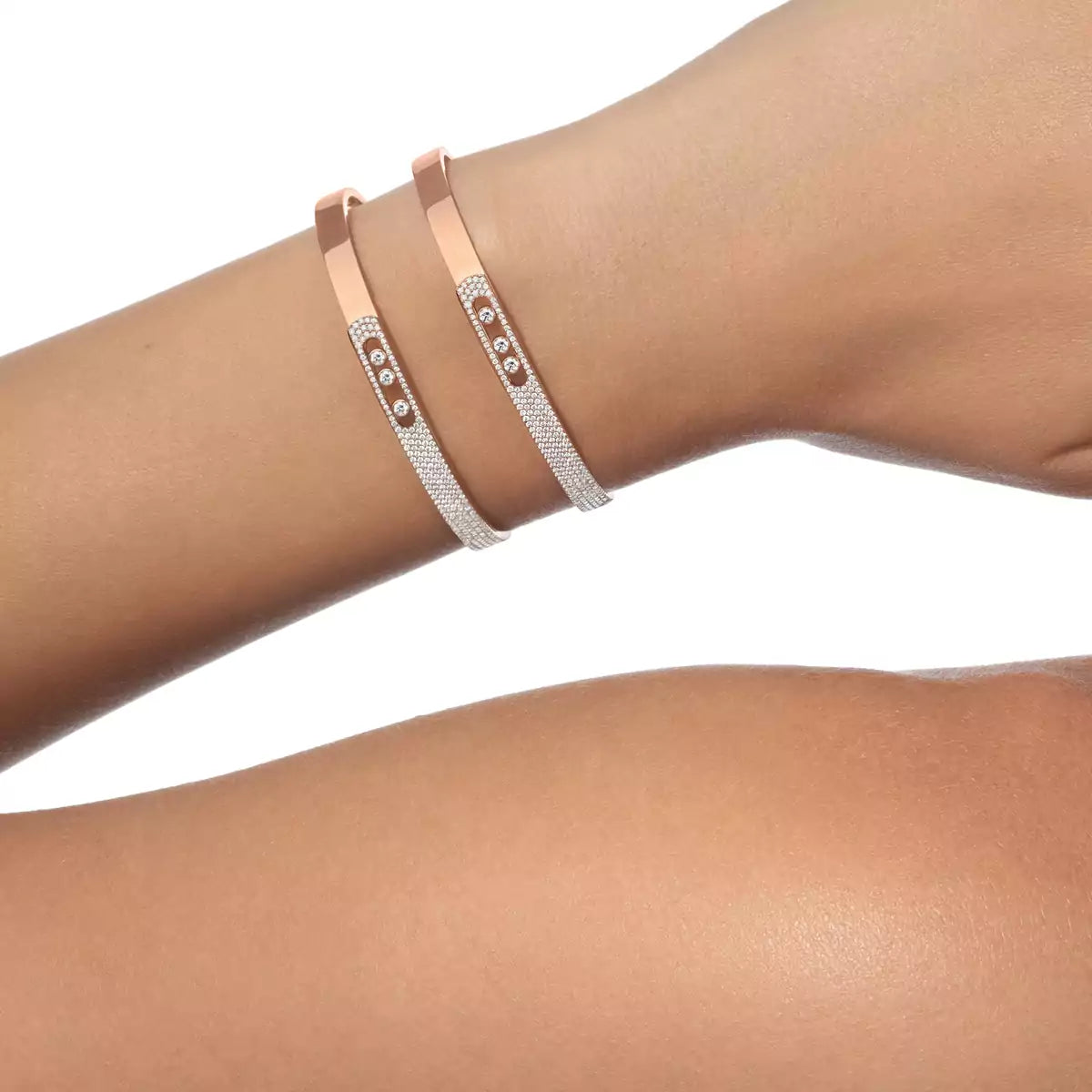 [sparkle Jewelry]Move Noa Rose Gold Pavé Diamond Bangle Bracelet