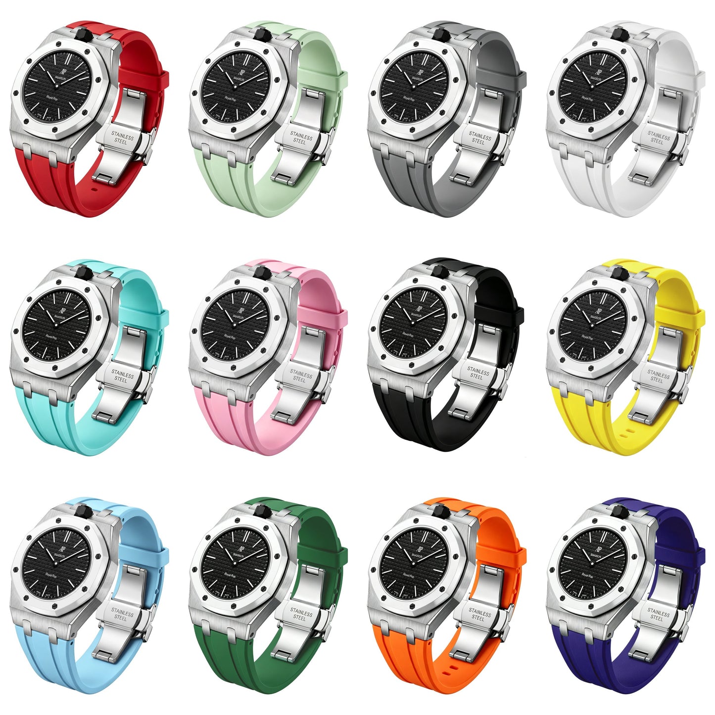 [Sparkle]Royal Oak Pop Exklusiv Stahlgehäuse & Silikonarmband mit Ladehalterung