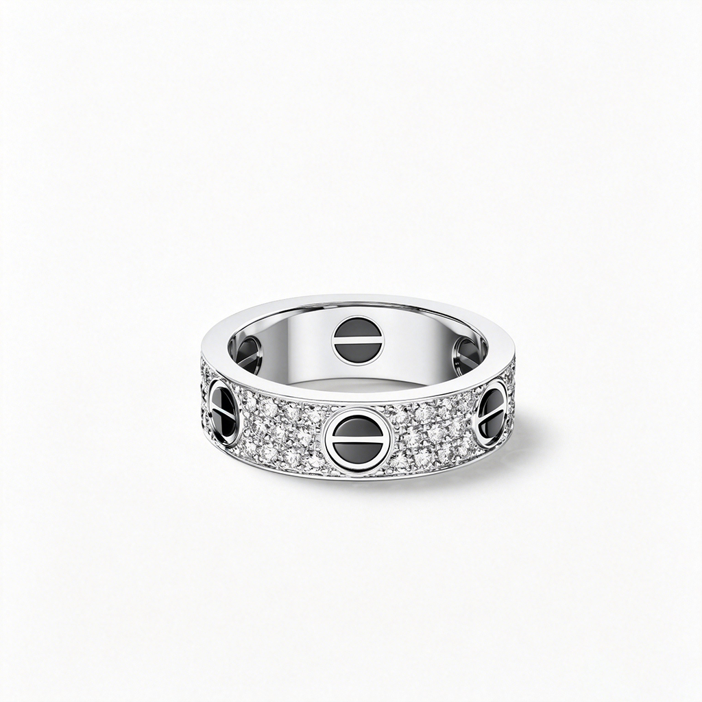 [sparkle Jewelery]LOVE RING 5.5MM DIAMONDS PAVED CERAMIC