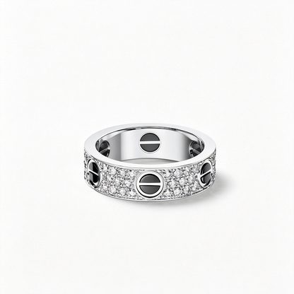 [sparkle Jewelery]LOVE RING 5.5MM DIAMONDS PAVED CERAMIC