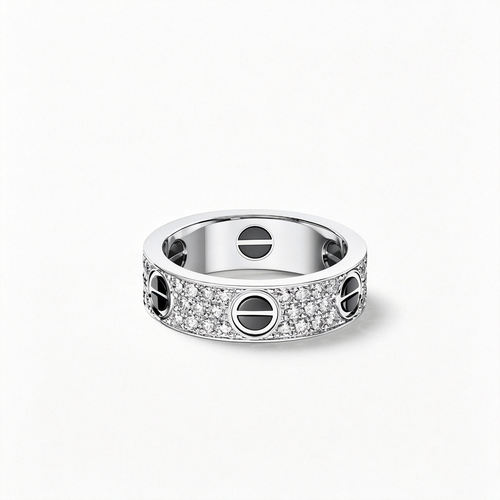 [sparkle Jewelery]LOVE RING 5.5MM DIAMONDS PAVED CERAMIC