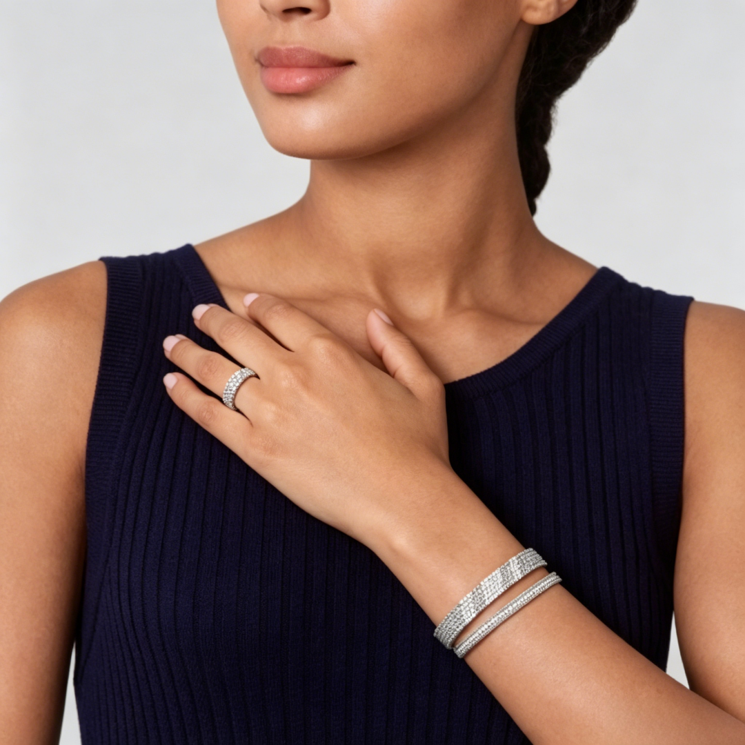 [sparkle Jewelry] THREE-ROW DIAMOND RING