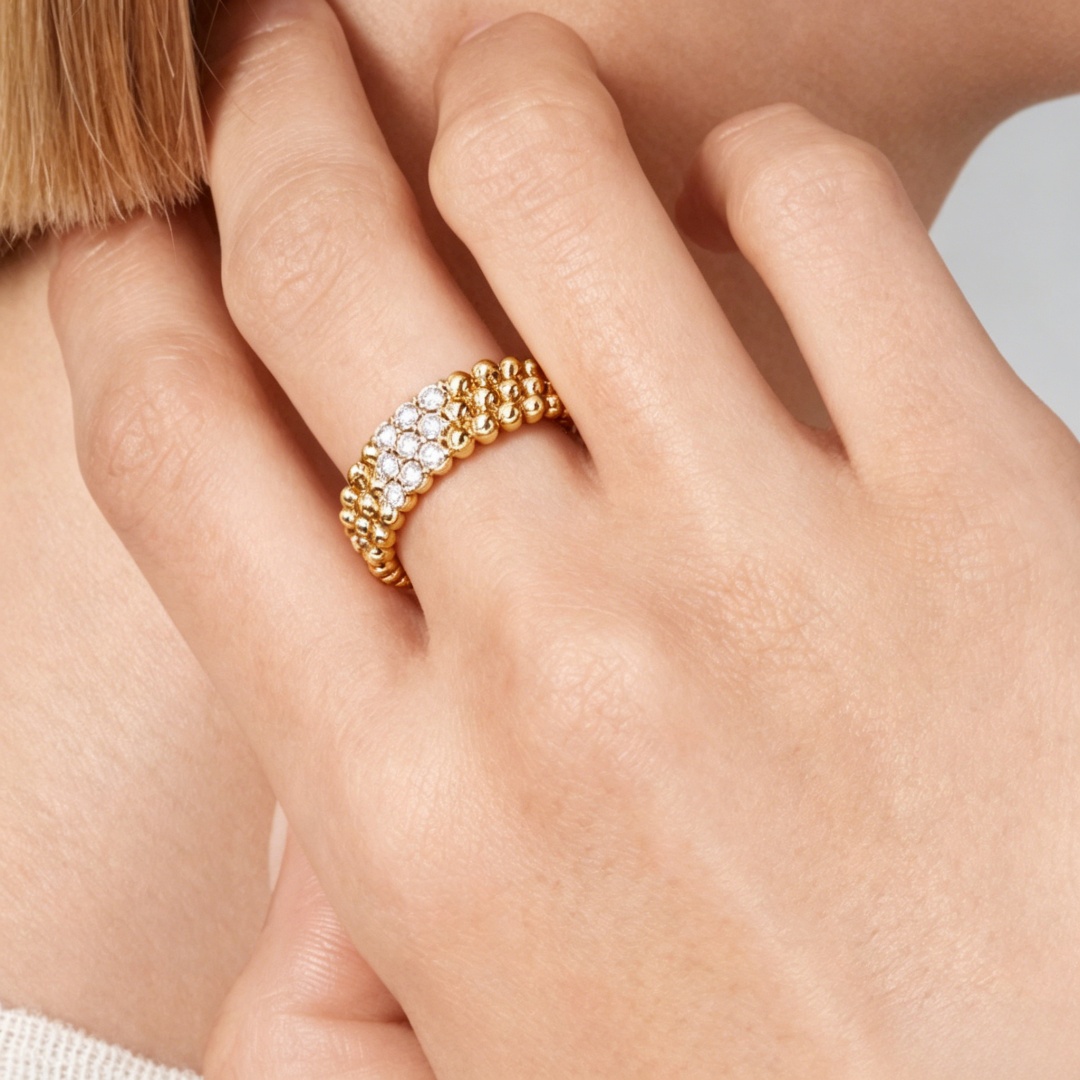 [sparkle Jewelry] THREE-ROW DIAMOND RING