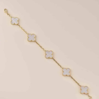 [sparkle Jewelry ]CLOVER WHITE PEARL MOP 5 MOTIF BRACELET COLLECTION
