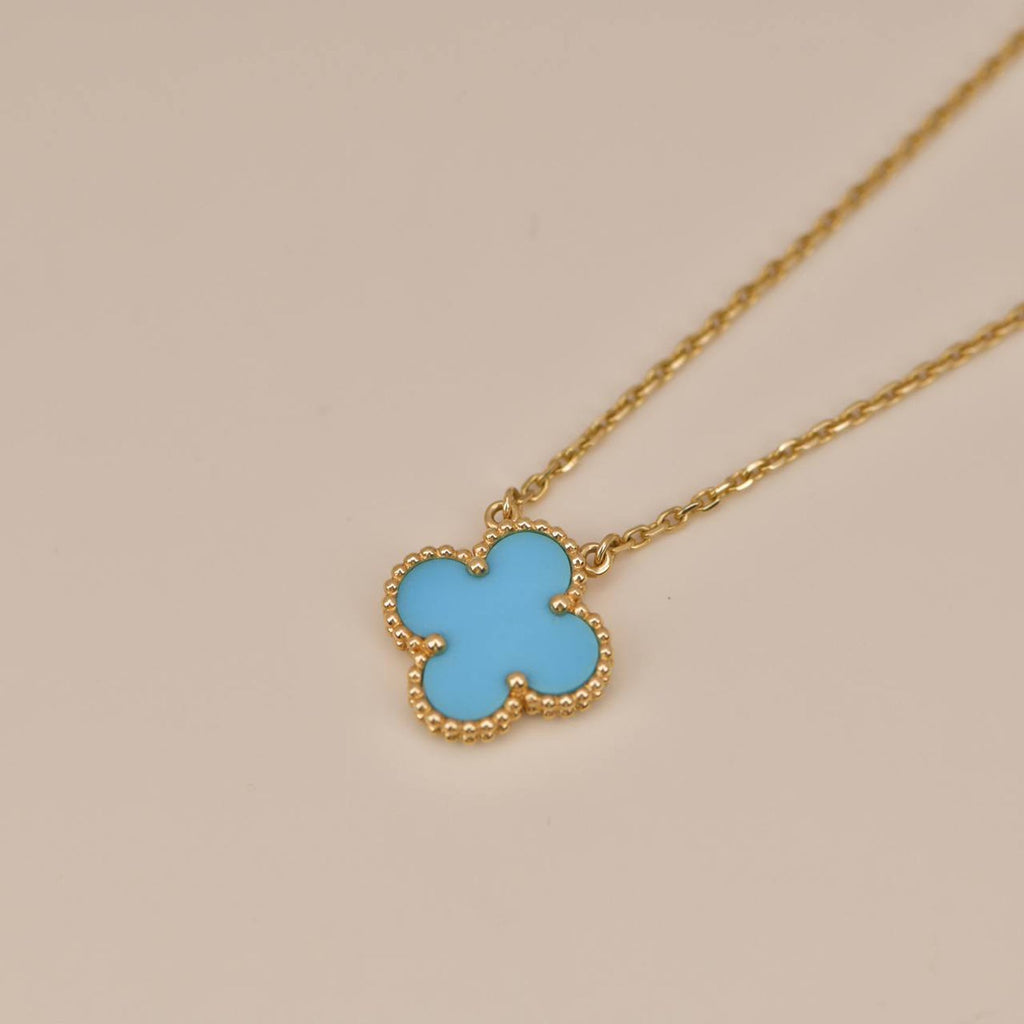 [sparkle Jewelry ]CLOVER 15MM VINTAGE TURQUOISE NECKLACE