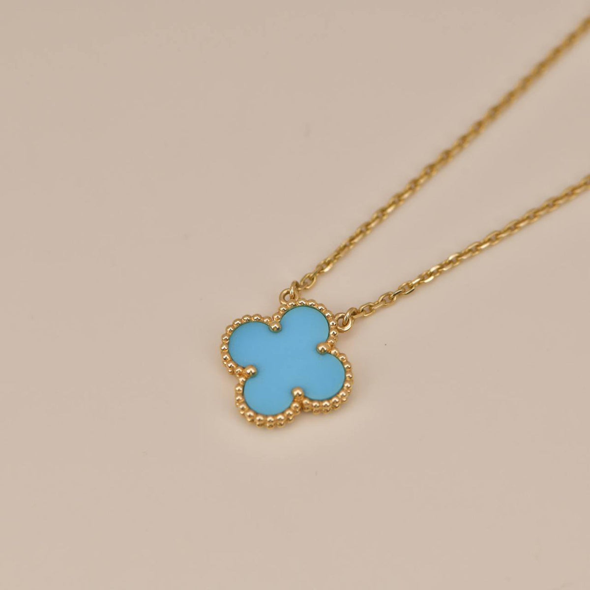 [sparkle Jewelry ]CLOVER 15MM VINTAGE TURQUOISE NECKLACE