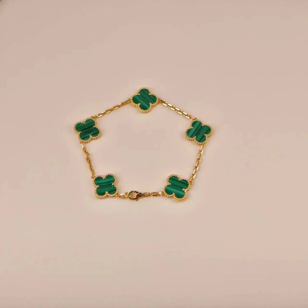 [sparkle Jewelry ] CLOVER 5 MOTIF MALACHITE BRACELET COLLECTION