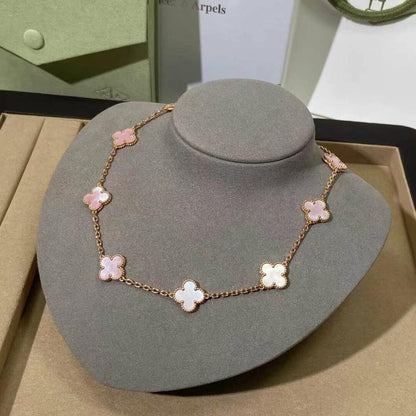 [sparkle Jewelry ]CLOVER 10 MOTIFS PINK MOP NECKLACE