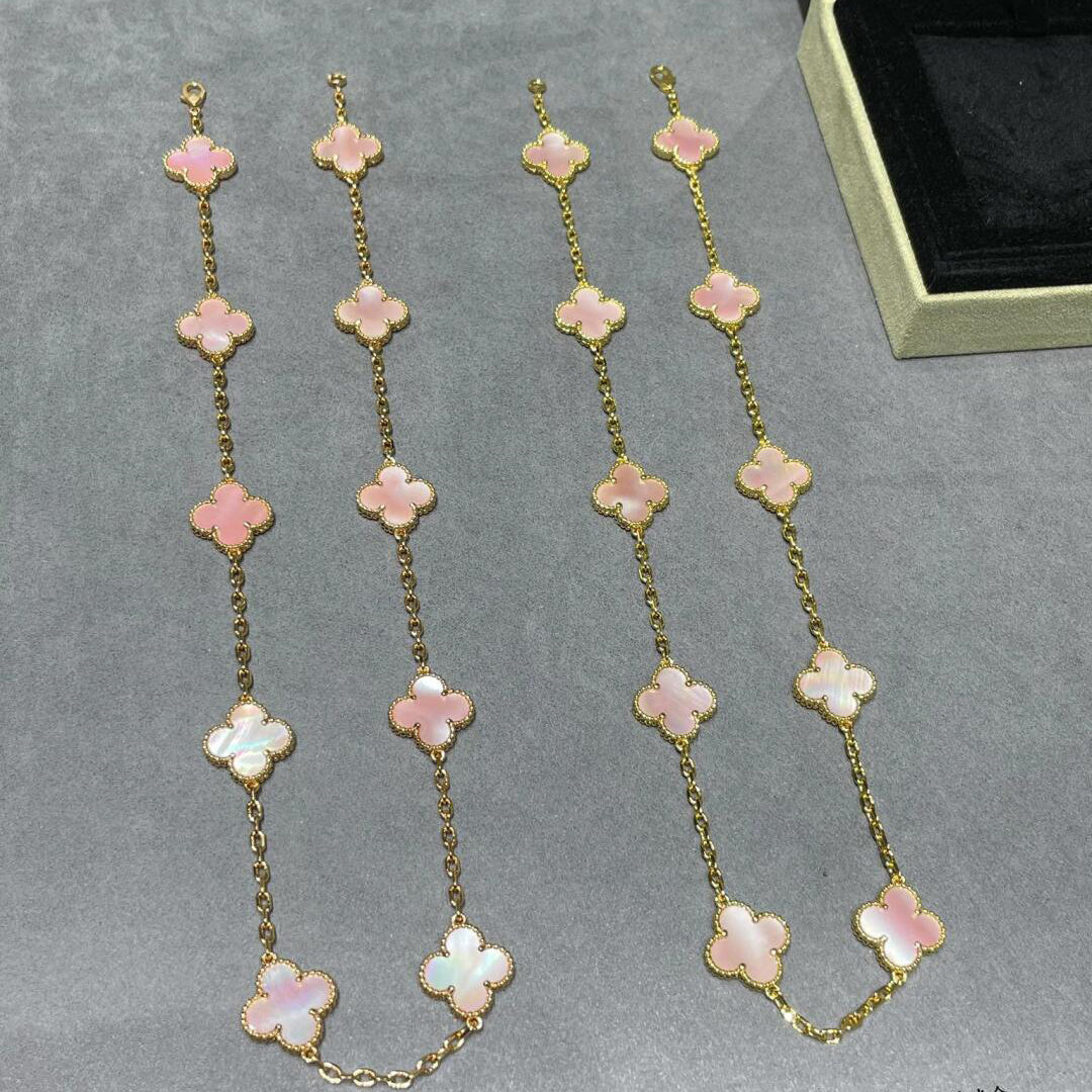 [sparkle Jewelry ]CLOVER 10 MOTIFS PINK MOP NECKLACE