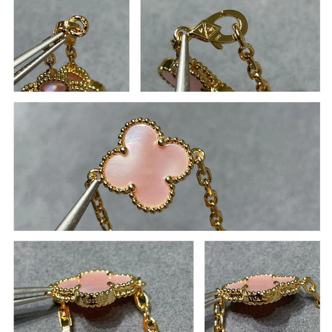 [sparkle Jewelry ]CLOVER 10 MOTIFS PINK MOP NECKLACE