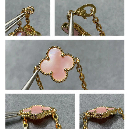 [sparkle Jewelry ]CLOVER 10 MOTIFS PINK MOP NECKLACE