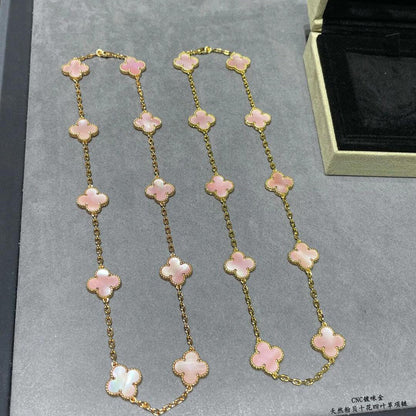 [sparkle Jewelry ]CLOVER 10 MOTIFS PINK MOP NECKLACE