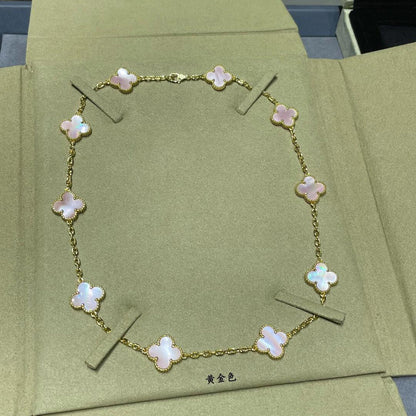 [sparkle Jewelry ]CLOVER 10 MOTIFS PINK MOP NECKLACE