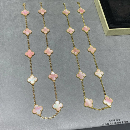 [sparkle Jewelry ]CLOVER 10 MOTIFS PINK MOP NECKLACE