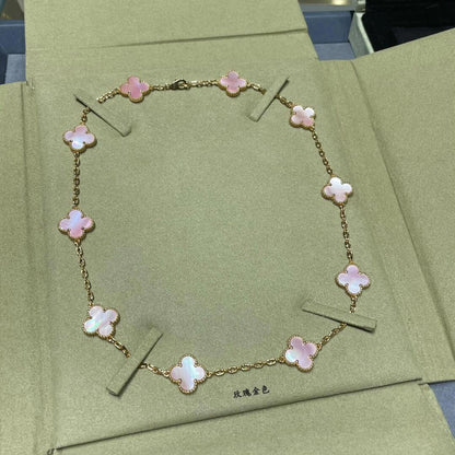 [sparkle Jewelry ]CLOVER 10 MOTIFS PINK MOP NECKLACE
