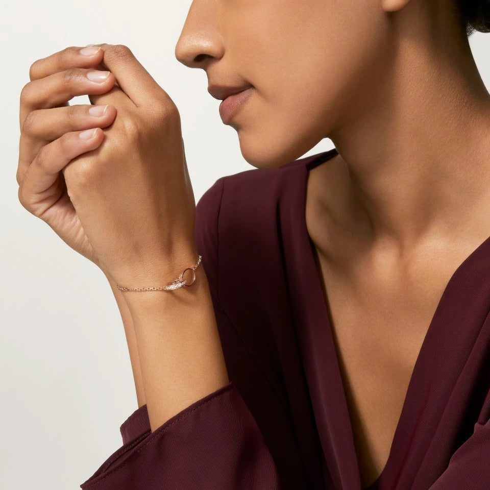 [sparkle Jewelery]LOVE DOUBLE RING HALF DIAMOND BRACELET