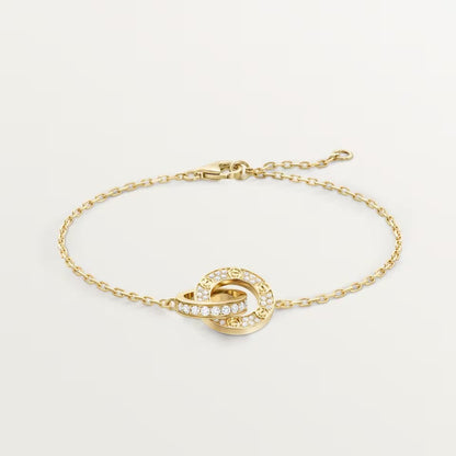 [sparkle Jewelery]LOVE DOUBLE RING FULL DIAMOND BRACELET