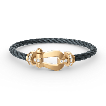 [Sparkle]FORCE GROSSES HORSESHOE HALB DIAMANT ARMREIF - GOLD