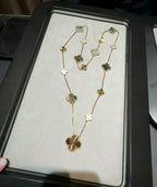 [sparkle Jewelry ]DETACHABLE CLOVER 15(11+4) FLOWER ROSE GOLD NECKLACE SET