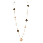 [sparkle Jewelry ]DETACHABLE CLOVER 15(11+4) FLOWER ROSE GOLD NECKLACE SET