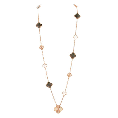 [sparkle Jewelry ]DETACHABLE CLOVER 15(11+4) FLOWER ROSE GOLD NECKLACE SET