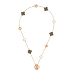 [sparkle Jewelry ]DETACHABLE CLOVER 15(11+4) FLOWER ROSE GOLD NECKLACE SET