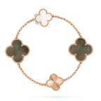 [sparkle Jewelry ]DETACHABLE CLOVER 15(11+4) FLOWER ROSE GOLD NECKLACE SET