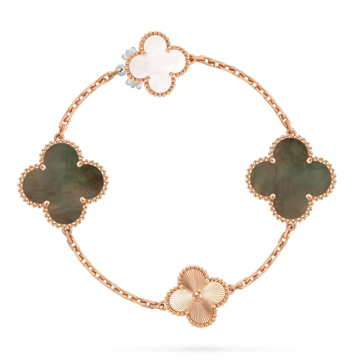 [sparkle Jewelry ]DETACHABLE CLOVER 15(11+4) FLOWER ROSE GOLD NECKLACE SET