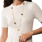 [sparkle Jewelry ]DETACHABLE CLOVER 15(11+4) FLOWER ROSE GOLD NECKLACE SET