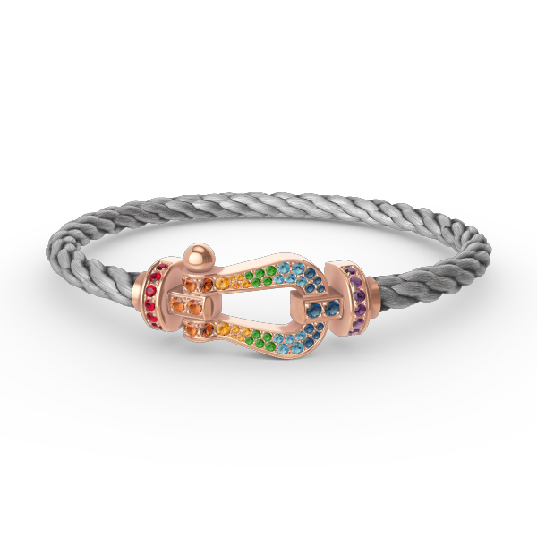 [Sparkle]FORCE GROSSES HUFEISEN FARBIGER DIAMANTEN-ARMREIF – ROSÉGOLD