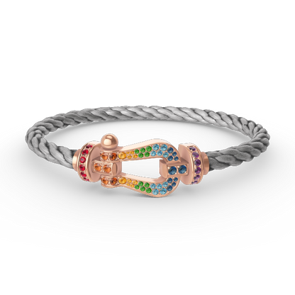 [Sparkle]FORCE GROSSES HUFEISEN FARBIGER DIAMANTEN-ARMREIF – ROSÉGOLD