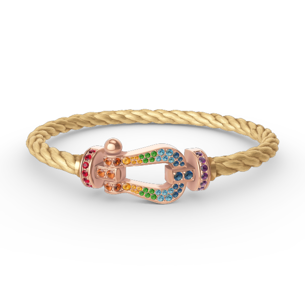 [Sparkle]FORCE GROSSES HUFEISEN FARBIGER DIAMANTEN-ARMREIF – ROSÉGOLD