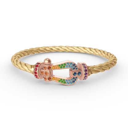 [Sparkle]FORCE GROSSES HUFEISEN FARBIGER DIAMANTEN-ARMREIF – ROSÉGOLD