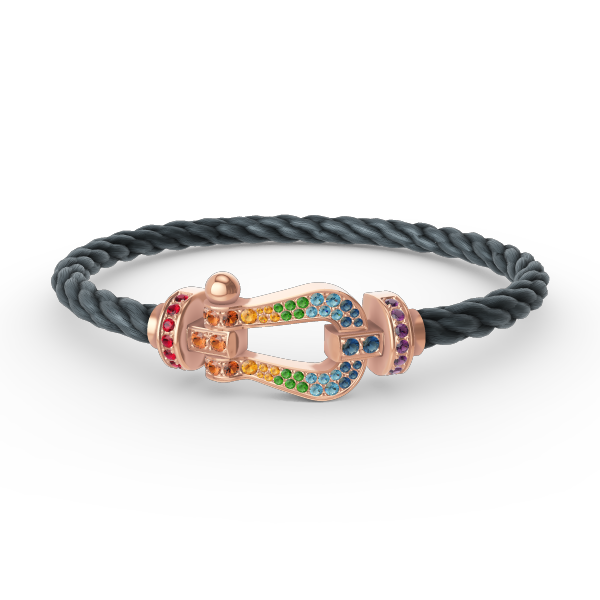 [Sparkle]FORCE GROSSES HUFEISEN FARBIGER DIAMANTEN-ARMREIF – ROSÉGOLD