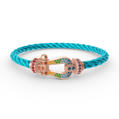 [Sparkle]FORCE GROSSES HUFEISEN FARBIGER DIAMANTEN-ARMREIF – ROSÉGOLD