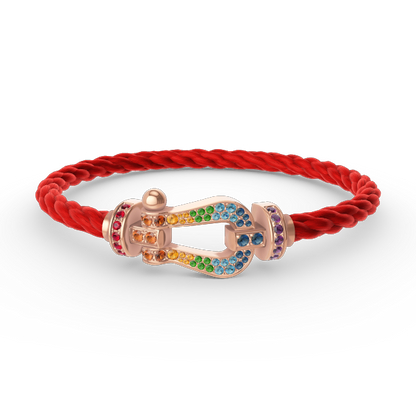 [Sparkle]FORCE GROSSES HUFEISEN FARBIGER DIAMANTEN-ARMREIF – ROSÉGOLD