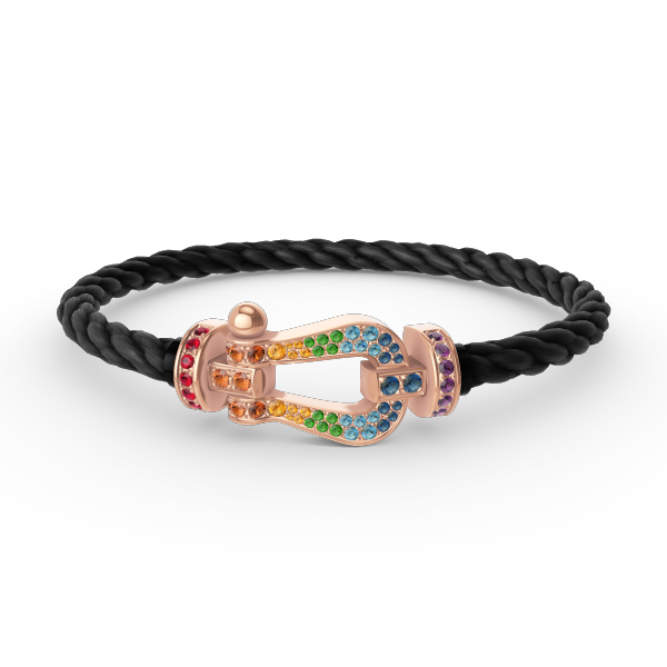[Sparkle]FORCE GROSSES HUFEISEN FARBIGER DIAMANTEN-ARMREIF – ROSÉGOLD
