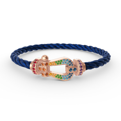 [Sparkle]FORCE GROSSES HUFEISEN FARBIGER DIAMANTEN-ARMREIF – ROSÉGOLD
