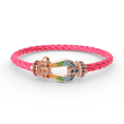 [Sparkle]FORCE GROSSES HUFEISEN FARBIGER DIAMANTEN-ARMREIF – ROSÉGOLD