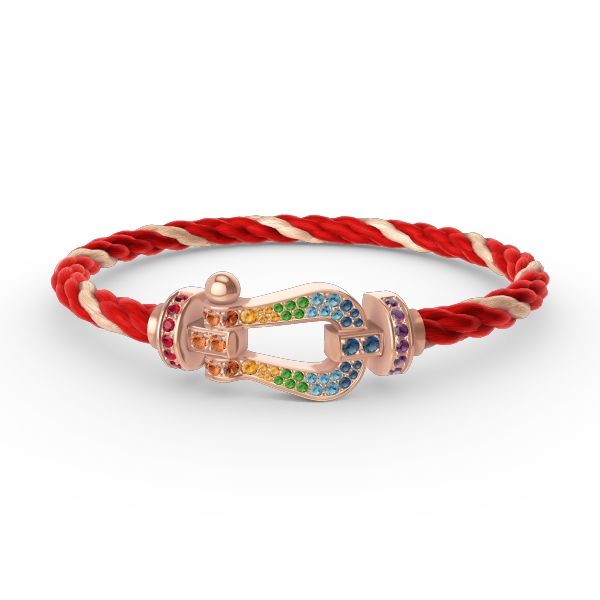 [Sparkle]FORCE GROSSES HUFEISEN FARBIGER DIAMANTEN-ARMREIF – ROSÉGOLD