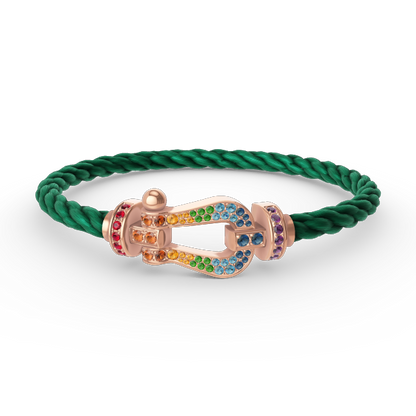 [Sparkle]FORCE GROSSES HUFEISEN FARBIGER DIAMANTEN-ARMREIF – ROSÉGOLD