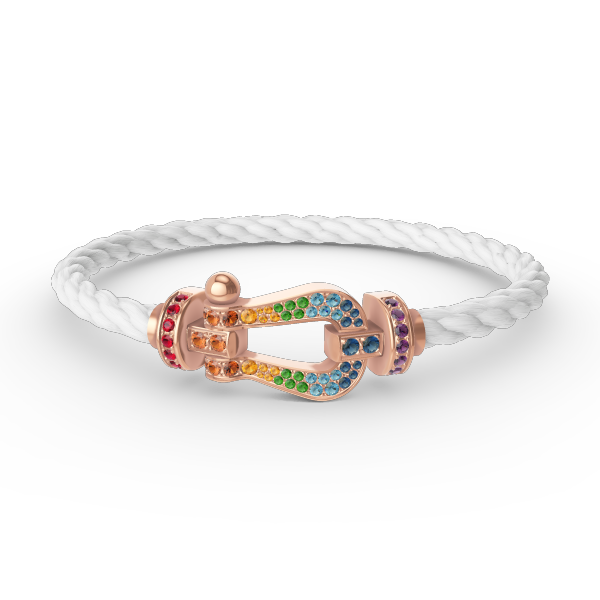[Sparkle]FORCE GROSSES HUFEISEN FARBIGER DIAMANTEN-ARMREIF – ROSÉGOLD