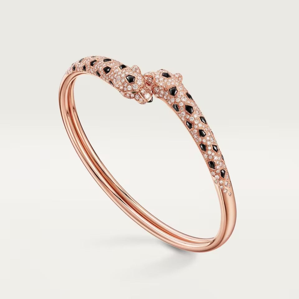 [sparkle Jewelery]PANTHERE DOUBLE HEADED HALF DIAMOND OPEN BRACELET
